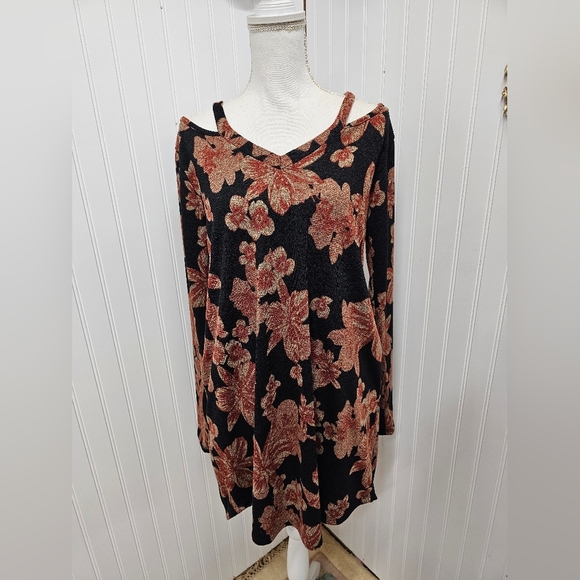 Floral Black and Brown Women's Dress MTS M - Picture 1 of 4